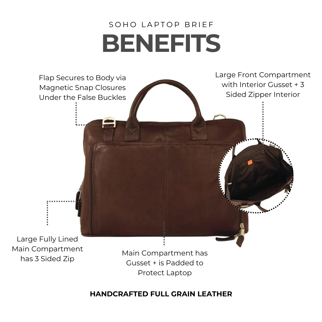 Soho Leather Laptop Brief - Image 4